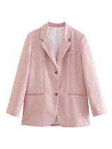 Women's Tailored Blazer and Trousers Set-Pink-3