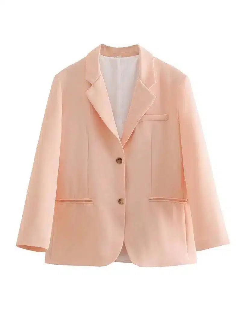 Women's Tailored Blazer and Trousers Set-Peach powder-4