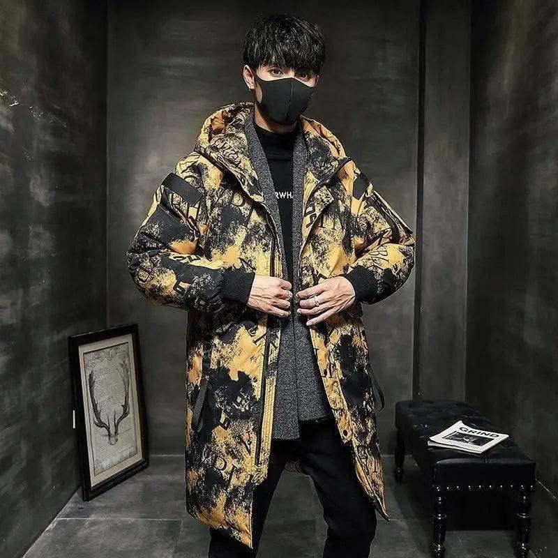 Austin Letter Patches Long Style Padded Coat-Yellow-4