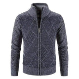 Autumn & Winter Men Sweater Jackets Cross-Line Zipper Slim-Dark Gray-1