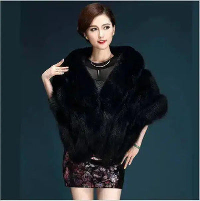 Autumn and winter new fox fur silver fox imitation fur coat-Black-3