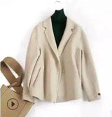 autumn and winter short double-sided ladies wool coat-Beige-2