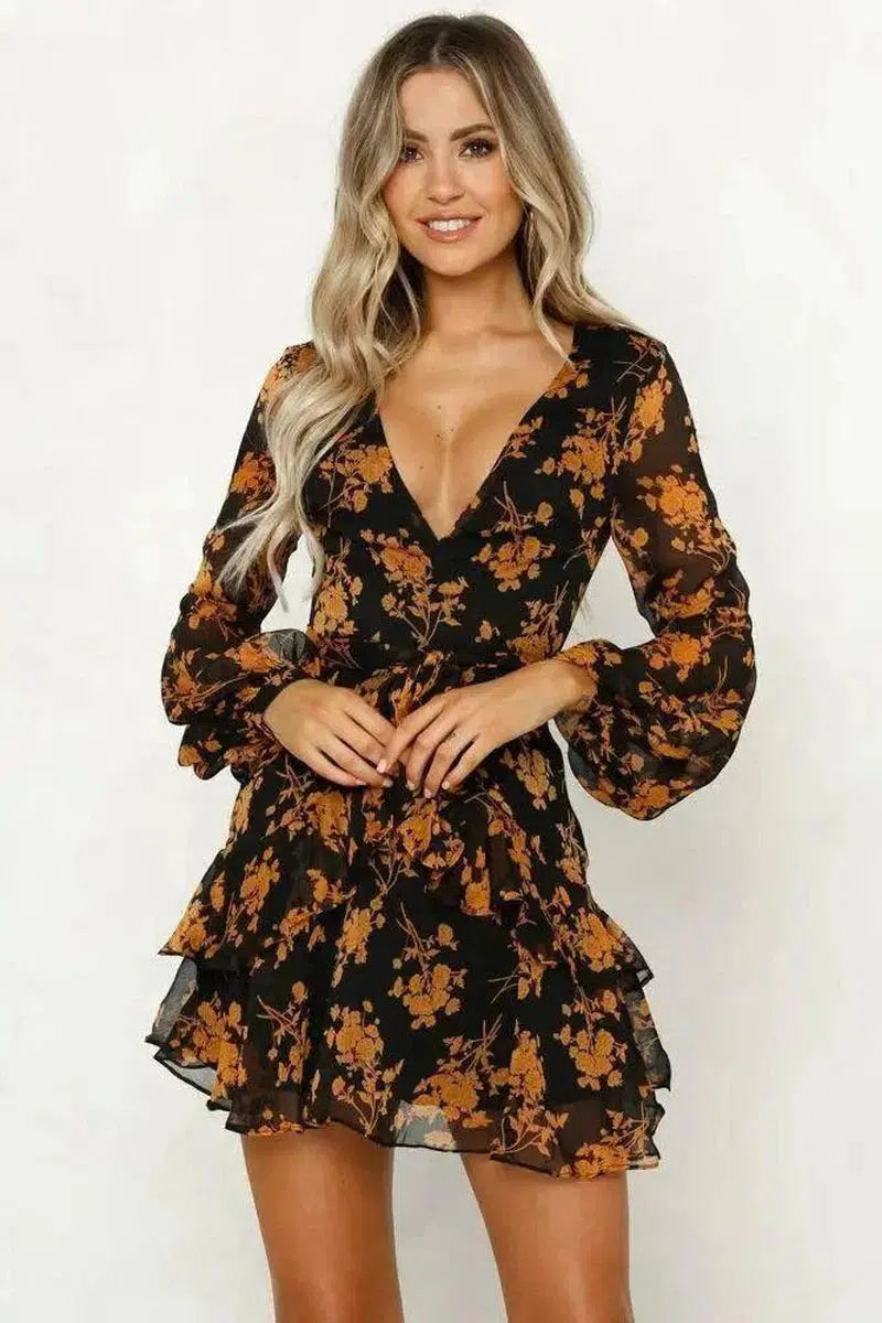 LOVEMI - Lovemi - Autumn new fashion flower print long sleeve dress