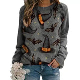 Holiday Themed Casual Long Sleeve Sweatshirts-Grey-3