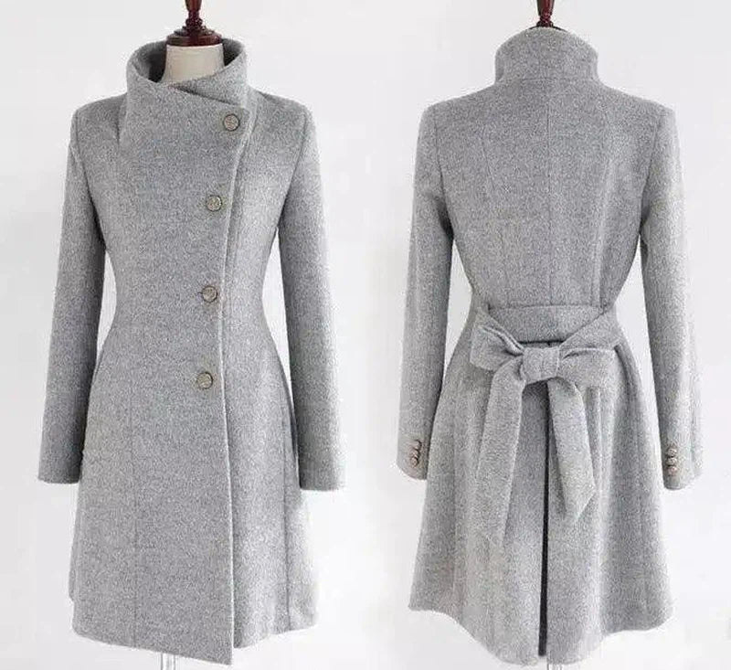 LOVEMI - Lovemi - Belted woolen coat with slim collar