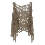 Bohemian crochet lace cardigan-Khaki-5