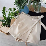 Bowknot Decoration Culotte Divided Skirt-Creamcoloured-11