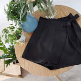 Bowknot Decoration Culotte Divided Skirt-Black-8