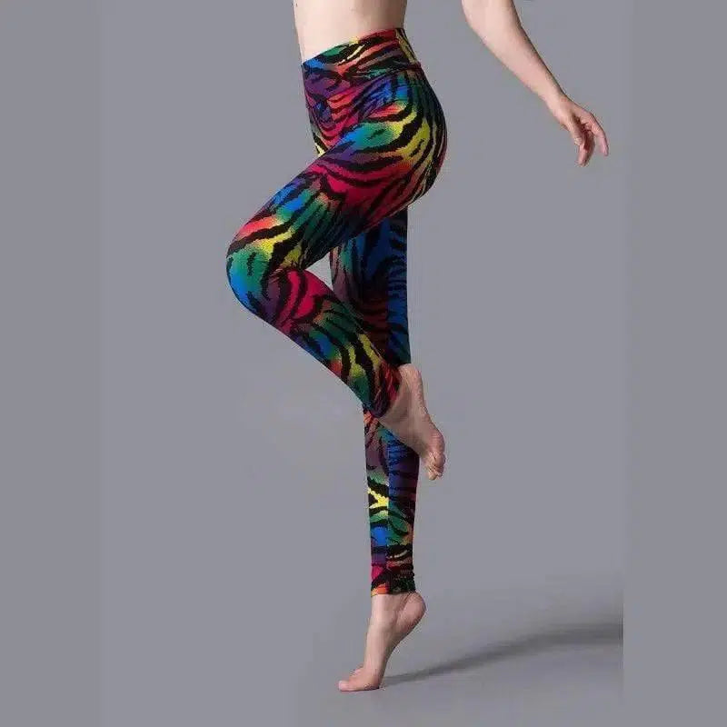 Brushed Printed High Waist Pants Yoga Leggings-2