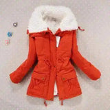 Candy-colored waist-strap cotton coat-Orange red-2