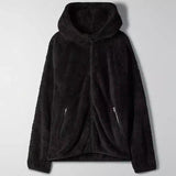 Casual Solid Color Long Sleeve Fleece Hoodie-Black-3