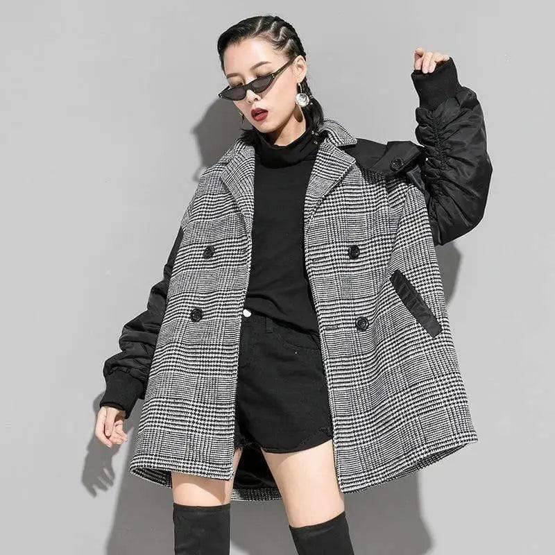 Women's Houndstooth Casual Coat-1