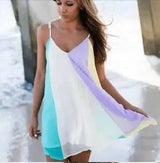 Chiffon rainbow halter dress beach skirt-5