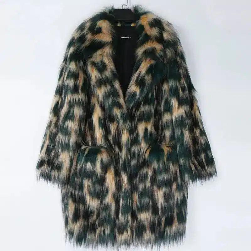 Color Eco Friendly Fox Fur Coat Women's Mid Length-Colorful-1