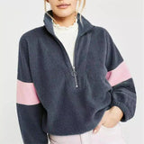 Women's Casual Fleece Zip-Up Hoodie-Navy-2