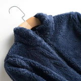 Cozy Coral Fleece Jacket for Ultimate Comfort-Navy Blue-2