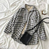 Houndstooth Casual Shirt Jacket-Grey-1