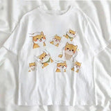 Cartoon Dog Print Casual T-Shirt Unisex-5White-14