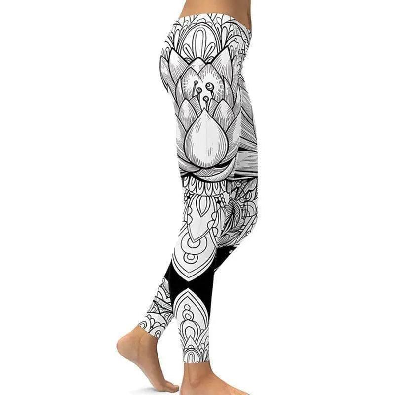 Digital print leggings Fashion leg stretch tight leggings-D White-5