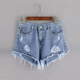 Distressed Tassel Denim Shorts-6