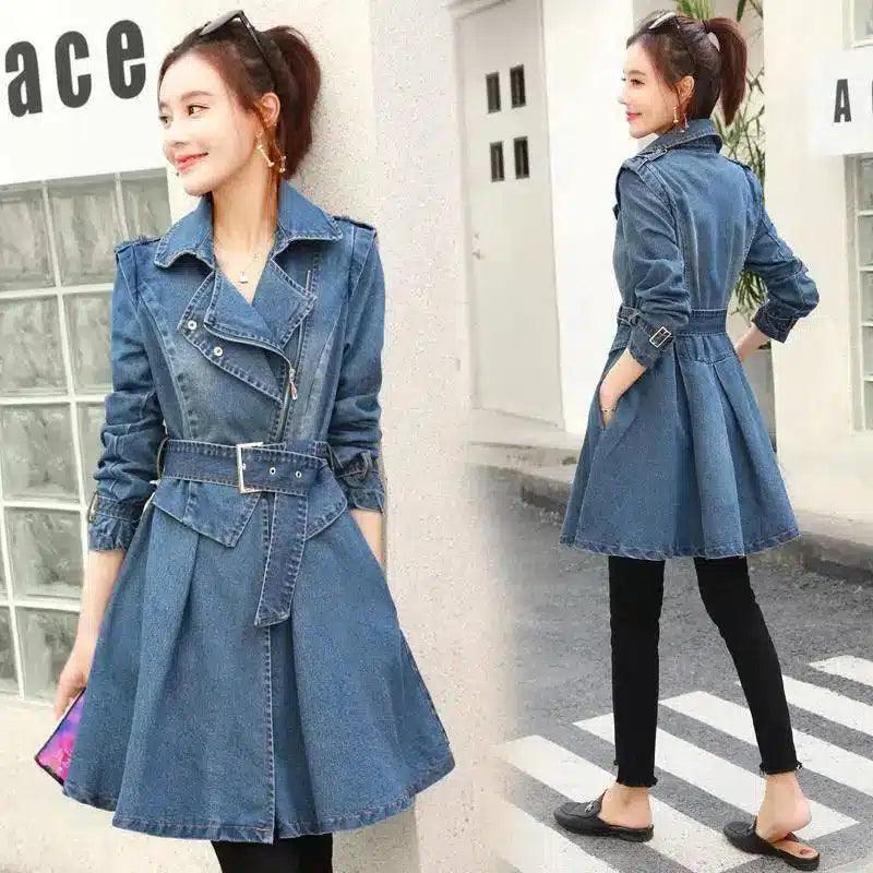 LOVEMI - Lovemi - Double layer lapel denim trench coat