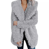 Fuzzy Hooded Women's Winter Coat-Grey-4