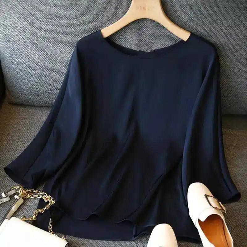 Elegant Women's 3/4 Sleeve Blouse-Galaxy Blue-6