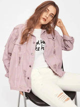 Colorful Distressed Denim Jacket-1