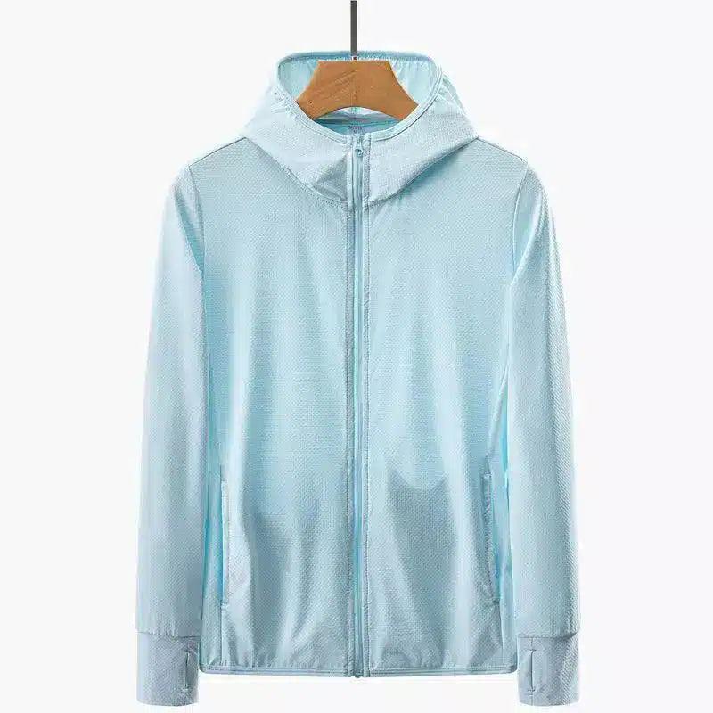 Lightweight Zip-Up Hooded Jacket for Casual Wear-Light Blue-1