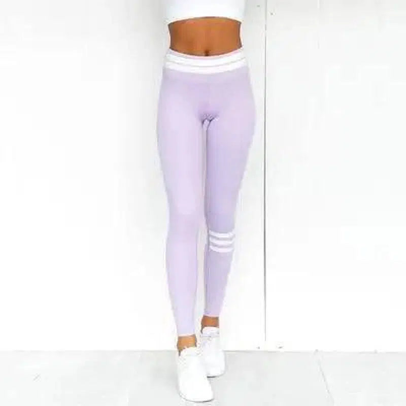 Soft Lavender High-Waisted Colored Yoga Pants-Purple-1