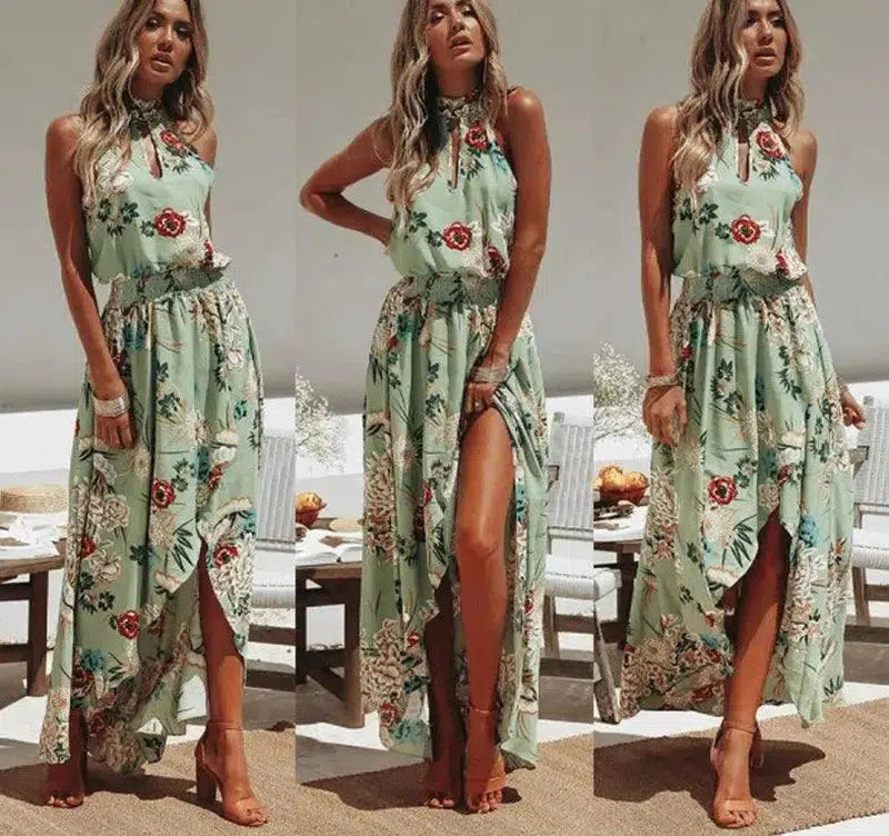 explosion dress bohemian style dress-Green-1