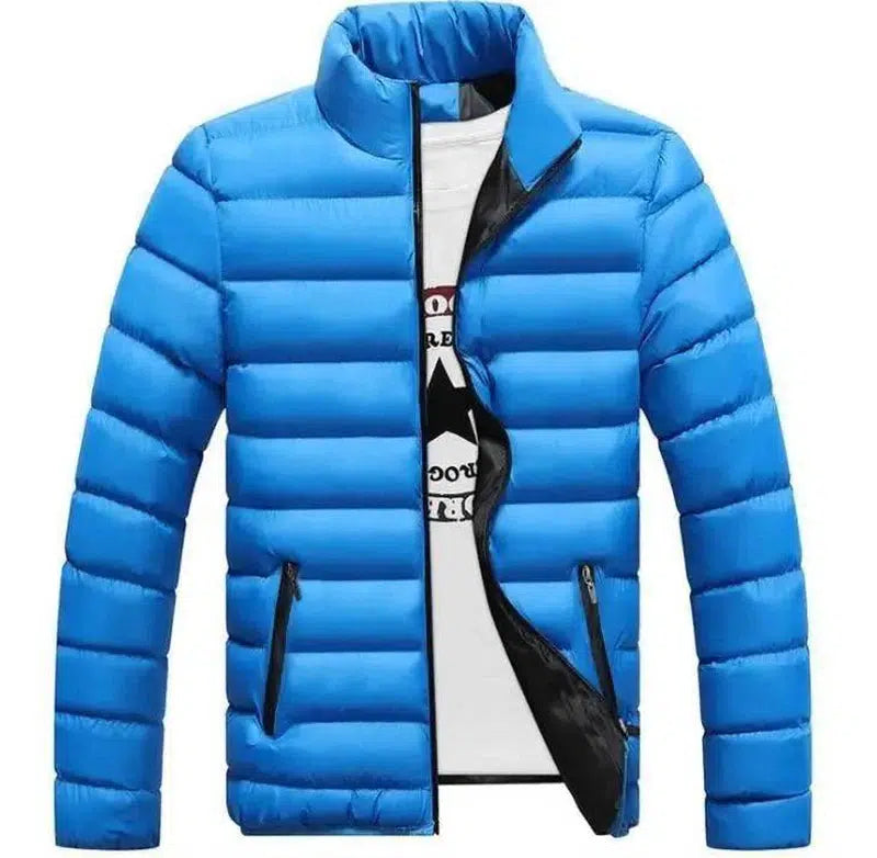 Fall Winter Padded Jacket Stand-Collar Down Jacket Men'S-Blue-3