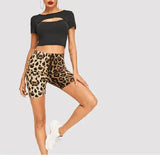 Fashion leopard print hip shorts-5