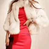 LOVEMI - Lovemi - Faux Fur Jacket Fox Fur Warm Winter Stand Collar