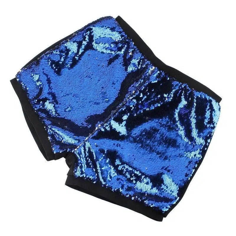 Female sequin shorts-Bluesilver-14