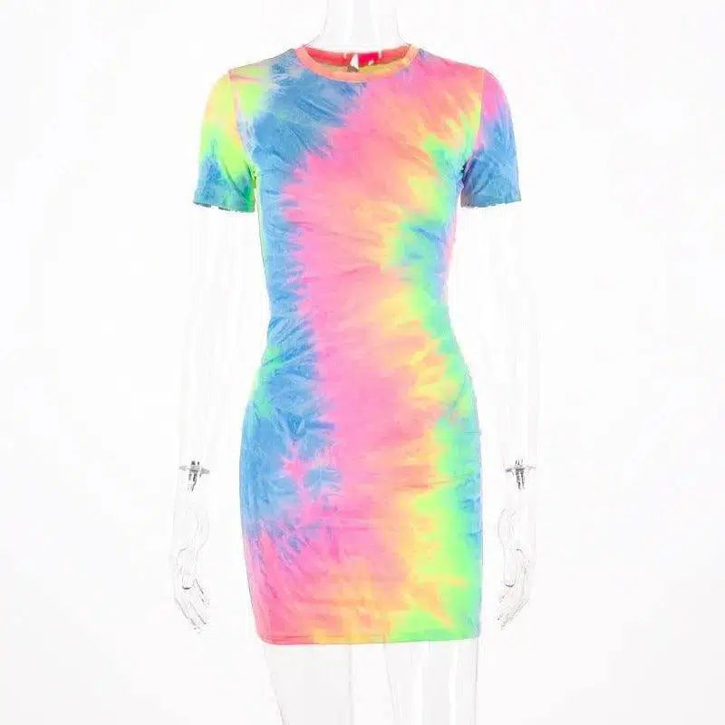 Fluorescent Camouflage Sling Dress-Multicolour-12