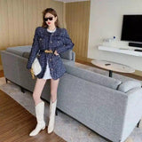 Womens Tweed Jacket and Skirt Set with Boots-1