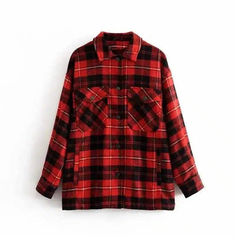 LOVEMI - Lovemi - Green plaid double pocket soft ni coat