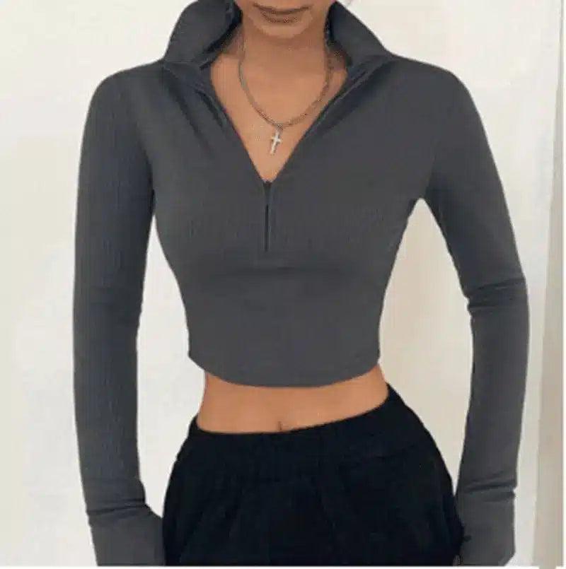 Chic Cropped Long Sleeve Hoodie for Women-1