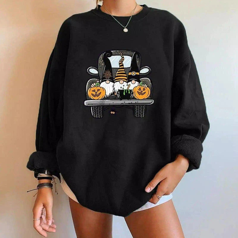 Halloween Themed Oversized Sweatshirt-Black-2