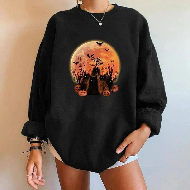 Halloween Themed Oversized Sweatshirt-Black-6