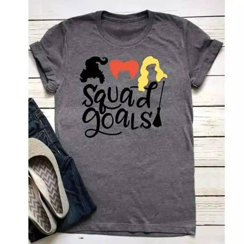 Squad Goals Themed Graphic T-Shirt-gray-1