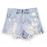 LOVEMI - Lovemi - High Waist Ripped Denim Shorts