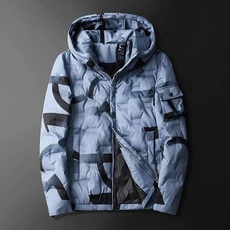 Hooded down jacket-Blue-3