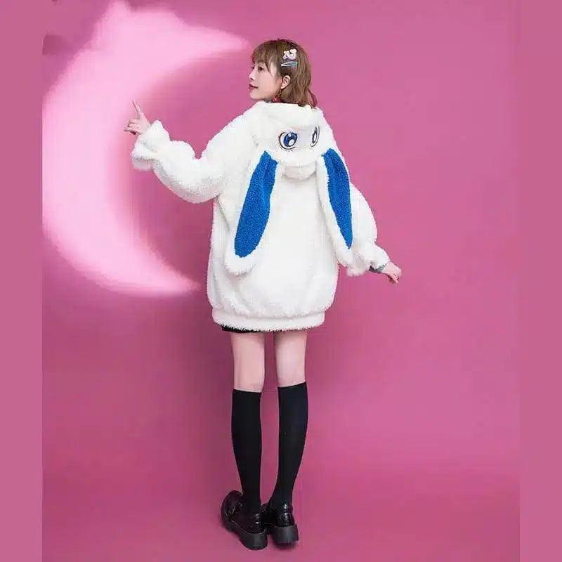 LOVEMI - Lovemi - Hooded lamb fur coat with rabbit ears