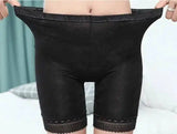 Ice silk high waist flat angle plus size leggings-Black-2