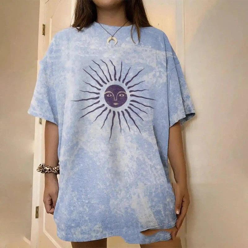 Sun Print Oversized T-Shirt-Photo Color-8