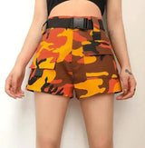 Ins summer tooling camouflage shorts women's thin section-Orange-10