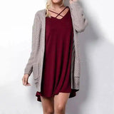 Women's Long Knit Cardigan with Pockets-Red bean paste-12