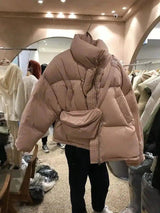 Loose warm bread coat-Pink-2